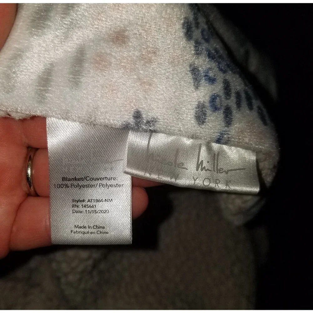 Nicole Miller New York Baby Blanket Lovey Fleece White Blue Gray Pink Floral